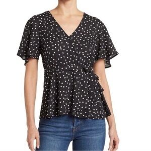 Like new Bobeau polka dot wrap top